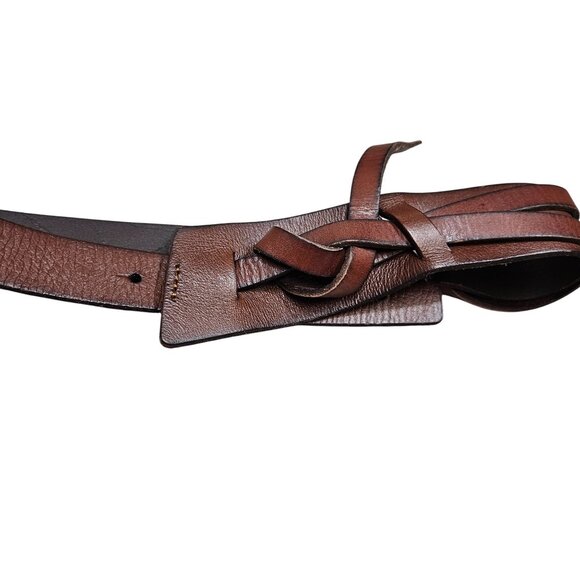 Brown Genuine Leather Adjustable‎ Belt With Knot Design For Women Size M 34 Boho - Picture 2 of 10